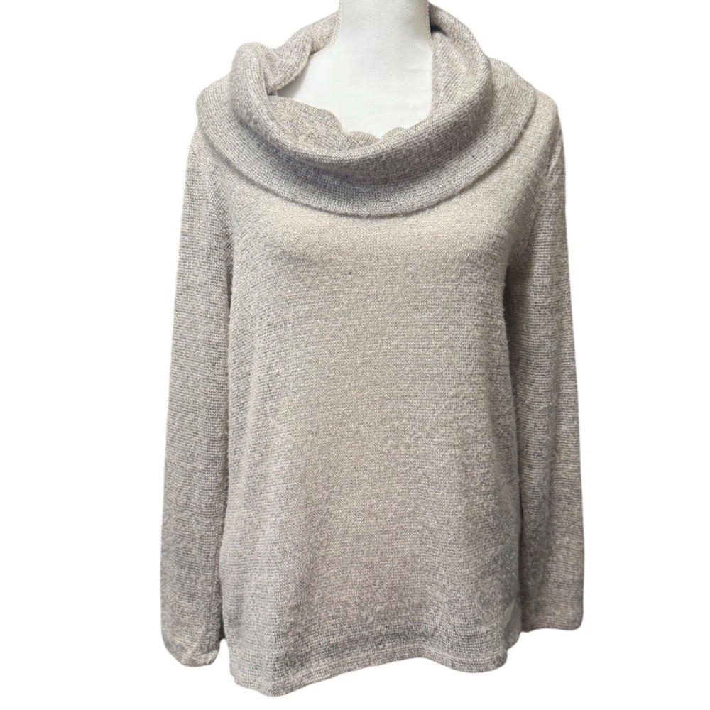 DKNY Cowl Neck Sweater Knit‎ Tunic Neutral Cozy Soft Minimalist Women's M